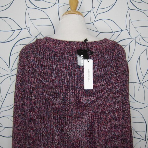 Express Purple Marled Pullover Cropped Sweater Women's Size L New! - Picture 5 of 8